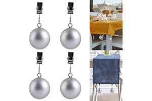 TUXUZAL 4 Piezas Pesos de Mantel Pinzas para Mantel Bola de Plata, Exterior Pesado Clips de Mantel para Mesas Gruesas, Soporte de Mantel Abrazaderas de Mantel para Decoración, Jardín, Fiesta, Boda, Picnic