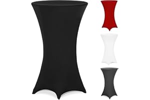 Deuba® Bar Table Stretch Slip Cover for 70-75cm Diameter Bistro Tables | 120cm Height | 30°C Washable Easy Care Fabric | Reinforced Feet | Ideal for Weddings, Parties, Events | Black