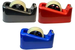 PaulStore Large Tape Dispenser Heavy Duty Desktop Office SELLOTAPE CELLOTAPE Pack Holder (Black)