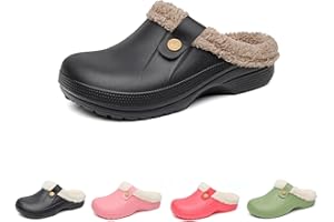 frysen Clogs Gefüttert Damen Herren Warme Wasserdicht Hausschuhe mit Plüsch Winter Pantoletten rutschfeste Gartenschuhe Outdoor Winterschuhe