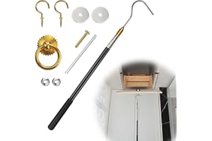 NOAYA Loft Ladder Pole with Hook - Scalable Loft Ladder Pole Kit, Loft Hatch Pole, Loft Ladders Pull Down Hook Pole Set, Attic Ladder Pull Hook Tool for Home Hotel Apartment