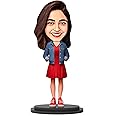 Makertech Gifting Plastic Avataar Studio Personalized Gift for Friends, Sister, BFF, Girlfriend,Character Caricature Photo Frame (Red & Blue Dress Girl, MULTICOLOR, 10 INCHES, Rectangular, tabletop)