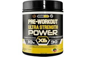 Healthy Fusion Pré Workout Puissant | Booster Énergie Pré-Entraînement avec Bêta-Alanine, Créatine, Caféine, Taurine, Vitamines B6, B9, B12, C | Saveur Pastèque | 300g