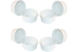 ToCi Lot de 12 moules à soufflé - Diamètre : 11 cm - Crème/brulée - Moules en céramique - Résistants au four - 260 ml