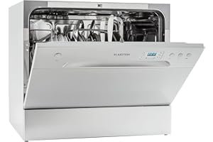 Klarstein Amazonia Lavavajillas pequeño - Mini Máquina lavaplatos con Aquastop, Diseño compacto, Silencioso a 49 dB, 6 Cubiertos, Tipo: 6, Plateado