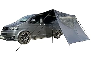 OLPRO Scenic Shade Campervan Canopy with PVC Window – Charcoal | Sun Canopy for Caravan, Motorhome, or Van | Waterproof Campervan Sun Shade, Fits Awning Rail