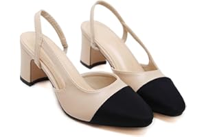 BAITANG Elegante Donne Scarpe con Tacco Alto in Pelle Morbida Slingback Sandalo Pompe per Vestiti