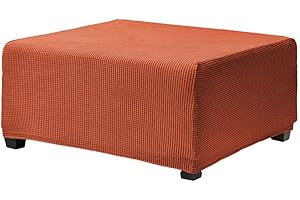 Highdi Copri Pouf Rettangolare Elasticizzato, Copertura Dell'Ottomano in Tessuto Jacquard Lusso Copri Poggiapiedi Poltrona Divano, Quadrato Antiscivolo Fodere per Sgabello (Colore Zucca,S)