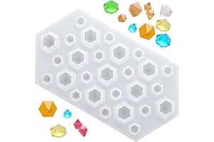 WANDIC Molde de Diamante, 1 Paquete de Diamantes 3D con Gemas translúcidas de Silicona para proyectos de Manualidades de Arcilla polimérica