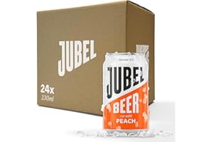 JUBEL Peach Beer (24x330ml) | Award Winning Gluten Free Beer | Vegan/Low Calorie/Low Sugar | Dangerously Refreshing Fruit Beer | Sociable 4% ABV | Voted UK's Best Fruit Beer | B Corp Certified