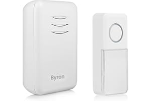 Byron Kit de sonnette sans fil DBY-22311NP - Patine extérieure et carillon inclus - 80 dB - Volume et mélodie réglables