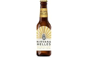 NIRVANA BREWERY Nirvana - Bavarian Helles Lager - 0.3% ABV - Alcohol Free Craft Beer, World-Beer-Awards Winner, Gold 2024 - Low Calorie, Zero Alcohol Gift, Vegan, Sober Gift Set - 12 x 330ml