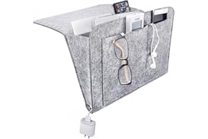 TIANNAIT Borsa portaoggetti in feltro per comodino, organizer da comodino, varie tasche, per riviste, libri, cellulare, telecomando (grigio)