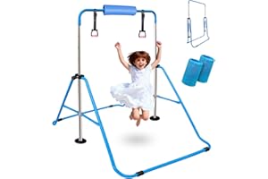Triclicks Ginnastica Bar Orizzontale Pieghevole con Anelli da Ginnastica per Bambini, Strumento di Allenamento per Bambini, Altezza Regolabile, per Allenamento