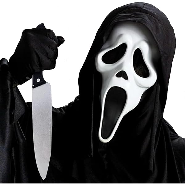 Máscara De Halloween Scream / Ghostface - Máscara De Grito Esqueleto En Blanco Y Rojo Para Fiestas Y Cosplay