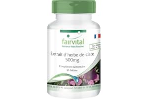 Fairvital | Extrait de ciste 500 mg - 90 gélules - Extrait de ciste concentré 5 fois - Source naturelle de polyphénols - 100% végan - Qualité testée et hautement dosée - Made in Germany
