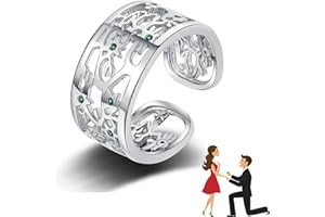 JUZICHEN Anillo Del Árbol De La Vida de plata de ley 925, Anillo ajustable del árbol de la vida para mujeres, Anillo de plata de ley Árbol de la Vida para mujer, un regalo para una niña
