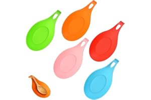 YINGLUOEU 5 Pezzi Porta Cucchiaio Poggia Cucchiaio Silicone Supporto Utensili da Cucina per Cucchiai Spatola Pinze Mestoli Cucina Casa, CN-031808