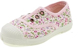 Natural World Scarpa in Cotone Fondo CAUCCIU Elastica Fiori 471541 Rosa Taglia: 24