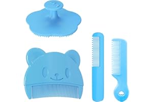 BIPL 4er-Pack Babybürste, Sanfter Milchschorf Kamm, Baby Haarbürste, Effektives Kopfgneis Entfernen Schorfkamm Baby, Hilft Bei Der Sanften Reinigen Massage Der Kopfhaut für Neugeborene Und Baby (Blau)
