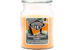 CANDLE-BROTHERS Candle Brothers Große Duftkerze im Glas | Orange Dreamsicle | Duftkerze Orange | Kerze lange Brenndauer (100h) | Kerze mit mehreren Dochten | Kerzen Orange
