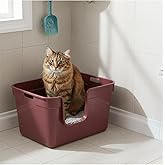 Herniks Tanos Yarı A&ccedil;ık Kedi Tuvaleti 54x40x32 - Bordo