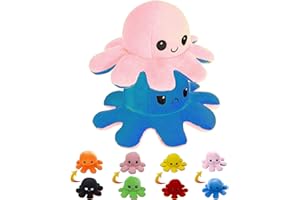 Giaonlgy Pulpo Pulpito Reversible,Peluche de Pulpo inverso, Juguete de Peluche de Pulpo para Mejorar el Estado de ánimo y aliviar el estrés(Rosa y Azul)