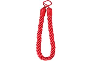 QPC DIRECT Twisted Cord Simple Plain Modern Thick Rope Curtain Tie Back, 60cm (Red)