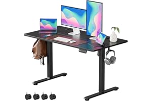 VOSATRON Elektrisch Höhenverstellbarer Schreibtisch 120x60cm Schreibtisch Höhenverstellbar mit Memory-Steuerung und Anti-Kollision Technologie, Rollen, Spleißbrett, Schwarz Rahmen/Schwarz Tischplatte