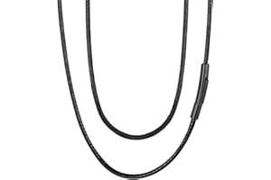 FaithHeart Collar Cuero para Colgante Cadena Cuero Hombre Mujer con Cierre Metal Acero Inoxidable 316L Collar Fino Negro/Marrón 2mm/3mm Ancho 40-75cm Largo