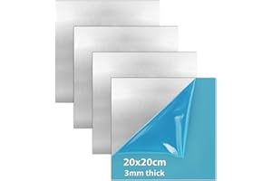 LALAGO Plaque en tôle d'aluminium de 3 mm - 200 mm x 200 mm (20cm x 20cm) - 4 Pcs