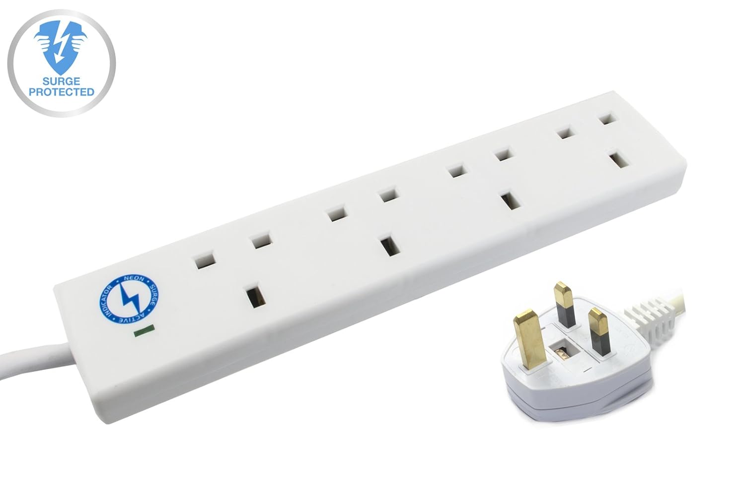 Wickes Master 4 Way Extension Lead Surge Protector w/ Neon Indicators