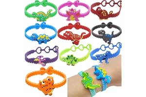 Megaser 30 PCS Braccialetti Bambini Dinosauri, Regali Fine Festa Compleanno Bambino, Gadget Bambini Compleanno, Giochi per Feste, Set Regalini dopo festa, 30 Braccialetti per bambini