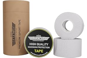 BARACUS Tape Crossfit Premium para Levantamiento de Pesas, Algodón Adhesivo Elástico y Resistente al Agua - Vendaje Deportivo, Incluye un Elegante Packaging - 7 Metros x 38mm