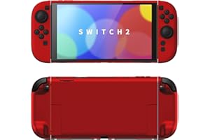 PlayVital Coque pour Switch 2 Manette Accessoires,Étui Housse de Protection Rigide pour Switch 2 Grip Joycon avec Support & Capuchon Joystick,Dockable Case Cover-Rouge Écarlate