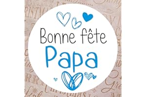 36 étiquettes cadeaux BONNE FÊTE PAPA - Rondes 35 mm - Sticker autocollant en papier - Marque Eticréa