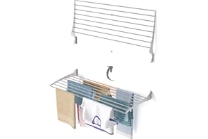 foxydry Fold, Stendibiancheria da parete, Stendino Verticale, Pieghevole da Interno e Esterno in Alluminio e Acciaio 116x50x10 cm (120)