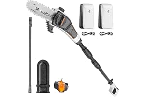 Litheli Hochentaster Akku U20-PS, Astsäge Teleskop Akku zum Schneiden und Beschneiden von Ästen (2 x 2,0Ah, 8 m/s Kettengeschwindigkeit, 20 cm Schwertlänge, 140 ml autom. Kettenschmierung, Zubehör)