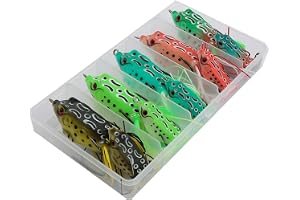 ieron 10 st Topwater Groda Bait, Öring Bass Fiske Lure Kit, Ihålig Kropp Groda Mjukt Fiskbetesbete Kit med dubbla vassa Kroka