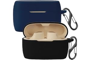easyBee etui kompatybilne z Jabra Elite 5 [z 2 karabińczykami], płynne silikonowe etui, ultracienkie, odporne na uderzenia etui ochronne na słuchawki Bluetooth – czarne i niebieskie