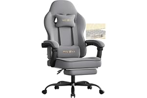 WOLTU Silla Gaming Ergonómica, Silla Oficina con Reposabrazos y Soporte Lumbar, para Escritorio, Oficina y Estudio, Asiento Elastico, Estructura Metal, Tela de Malla, Gris, GS11gr