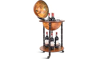 COSTWAY Globe Drink Cabinet Bar Wine Beverage Stand Bottle Italian 360MM Wood (Wood + plastic) (360MM)