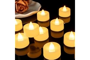 AMAGIC 12-Pack Warm Yellow Flameless LED Tea Lights Candles Battery Operated, 200+Hour Fake Electric Candles TeaLights for Votive, Halloween, Diwali, Wedding Centerpiece Table Decor, Christmas