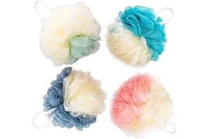 Nuluxi Éponges Fleurs de Bain en Maille Boule Éponge Exfoliante pour le Corps Éponge Loofahs Bain De Mousse Fleur de Douche Exfoliante pour Femmes Hommes Exfolier La Peau Nettoyer La Peau Apaisante