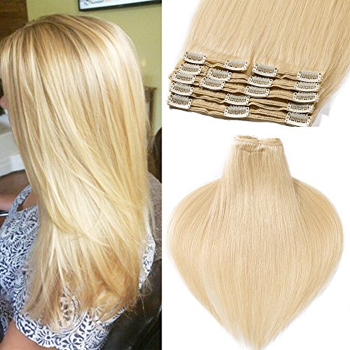 22 Inch Straight Human Hair Clip-In Extensions 8 Piece Double Weft MY-LADY 8Pcs 18Clips Clip in Hair Extensions Human Hair for  main image 3
