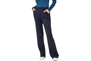 Goldenpoint Donna Leggings Flare Long con Svasatura al Fondo e Vita Media Elasticata