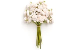 ‎LING'S MOMENT Ling's moment Ranunkeln künstliche Blume, Kunstseide Mini Ranunkel Blumen für DIY Blumenstrauß, Bulk Fake Hochzeit Füller Blumen für Tafelaufsätze Arrangements Braut Dusche Dekorationen, Creme