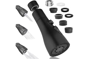 LUBEKAS Aireador de Grifo Giratorio 360°, Ajustable 3 Modos Salida Agua, con 5 Adaptadores 20/22/24 mm, Grifo Dispositivo Anti Salpicadura con Universales Para Grifos de Cocina y Bañ (Negro)