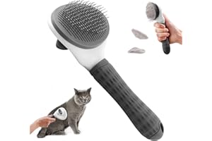 YETEE Cat Brush Dog Brush, Slicker Cat Dog Brushes for Grooming, Self Cleaning Dog Cat Grooming Brush with Smooth Handle, Pet Grooming Tool Cat Dog Massage Clean Tangled Brush (Grey)
