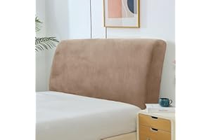 YancLife Bed Headboard Covers, Universal Stretch Headboard Cover, Modern Velvet All-inclusive Elastic Dustproof Protector Cover for King/Double Bed (Taupe, 150-170 CM)